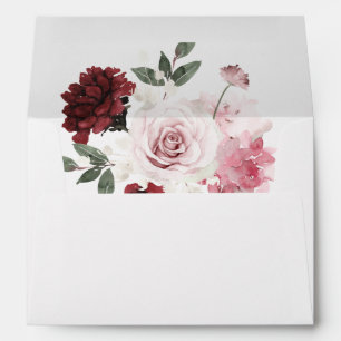 Burgundy & Blush Pink 6 Ele Floral Envelope