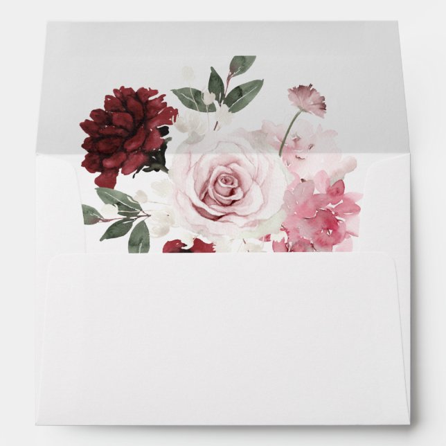 Burgundy & Blush Pink 6 Ele Floral Envelope (Back (Bottom))