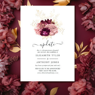 Burgundy, Blush Pink and Gold Wedding Update Invitation