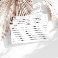 Burgundy Blush Pink Bridal Shower Recipe Card