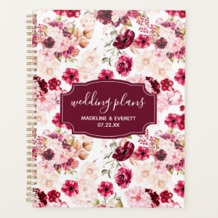 Burgundy & Blush Pink Chic Floral Wedding Plans Planner