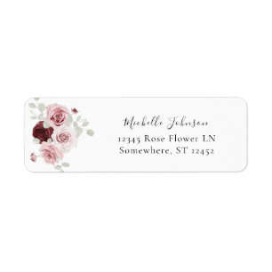 Burgundy & Blush Pink Floral Ele Return Address