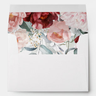 Burgundy Blush Pink Floral Envelope