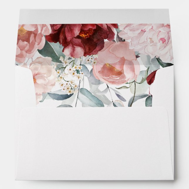 Burgundy Blush Pink Floral Envelope (Back (Bottom))