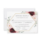 Burgundy Blush Pink Floral Greenery Wedding Meal 