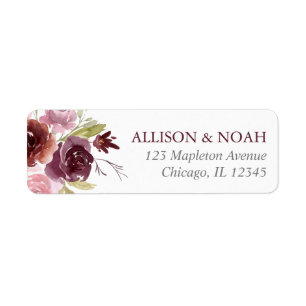 Burgundy blush pink floral watercolor wedding