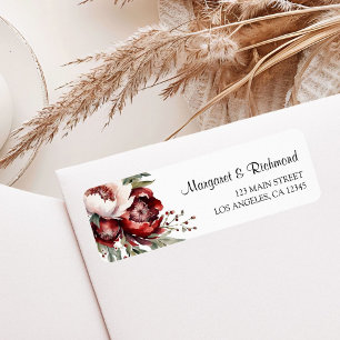 Burgundy Blush Pink Floral Wedding Address
