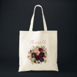 Burgundy & Blush Pink Floral Wedding Tote Bag<br><div class="desc">Give yourself,  yourself as bride,  and / or your bridesmaids a gift of a tote bag to carry all of their things on your special day.  Personalise with your and your bridesmaids' names.</div>