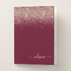 Burgundy  Blush Pink Glitter Script Monogram Girly