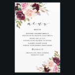 Burgundy Blush Pink Gold Floral Wedding Menu Cards<br><div class="desc">Design features elegant watercolor swag wreaths in shades of burgundy red, Marsala, light blush pink, peach, and more over greenery elements of eucalyptus and vintage gold leaves. You can move, add, delete text under the customise further tools if you would prefer to make your own text template with this graphic...</div>