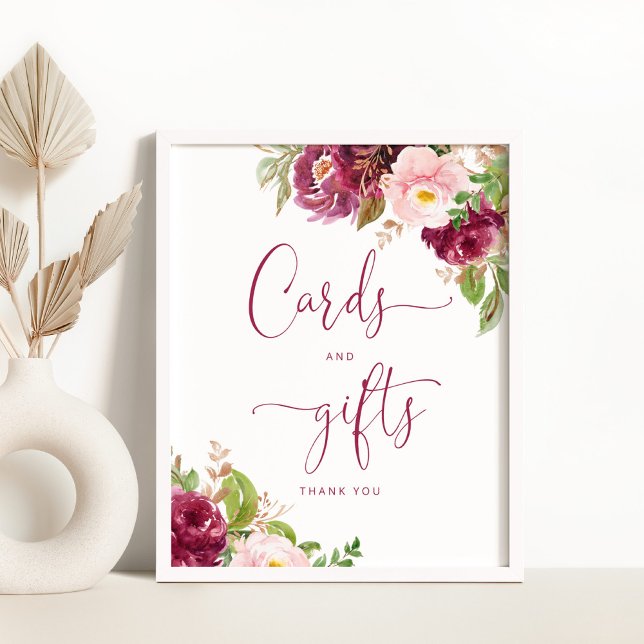 Burgundy blush pink gold foil Cards and gifts Poster (Creator Uploaded)