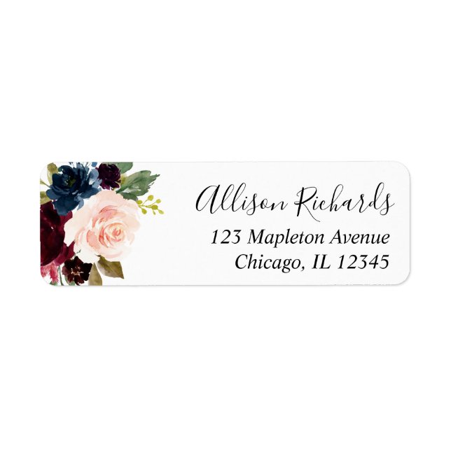 Burgundy blush pink navy blue floral watercolors (Front)