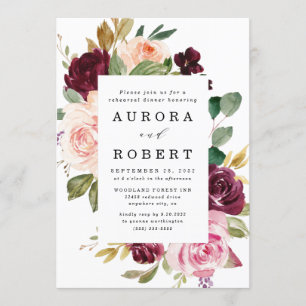 Burgundy Blush Pink Peach Gold Rehearsal Dinner Invitation