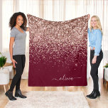 Burgundy Blush Pink Rose Gold Glitter Monogram Fleece Blanket<br><div class="desc">Rose Gold - Blush Pink and Burgundy Faux Sparkle Glitter Monogram Name and Initial Fleece Blanket. This makes the perfect sweet 16 birthday,  wedding,  bridal shower,  anniversary,  baby shower or bachelorette party gift for someone that loves glam luxury and chic styles.</div>