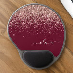 Burgundy Blush Pink Rose Gold Glitter Monogram Gel Mouse Mat<br><div class="desc">Rose Gold - Blush Pink and Burgundy Sparkle Glitter Monogram Name and Initial Mousepad (Mouse Pad). This makes the perfect sweet 16 birthday,  wedding,  bridal shower,  anniversary,  baby shower or bachelorette party gift for someone that loves glam luxury and chic styles.</div>