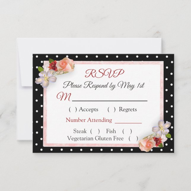 Burgundy Blush Pink Rose Gold Wedding RSVP card (Front)