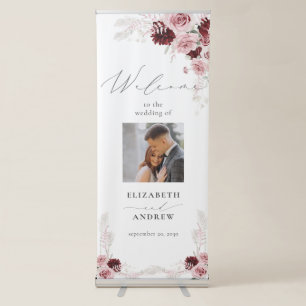 Burgundy Blush Pink Roses Wedding Welcome Sign
