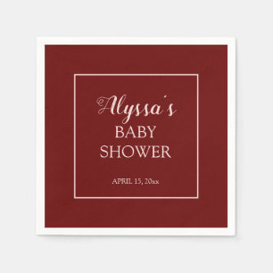 Burgundy Blush Pink Traditional Baby Shower Napkin