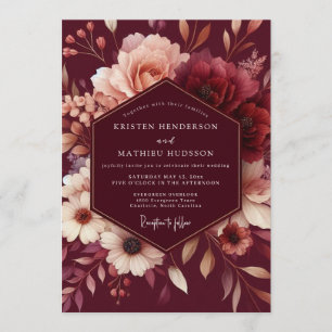 Burgundy Blush Romantic Wedding Invitation