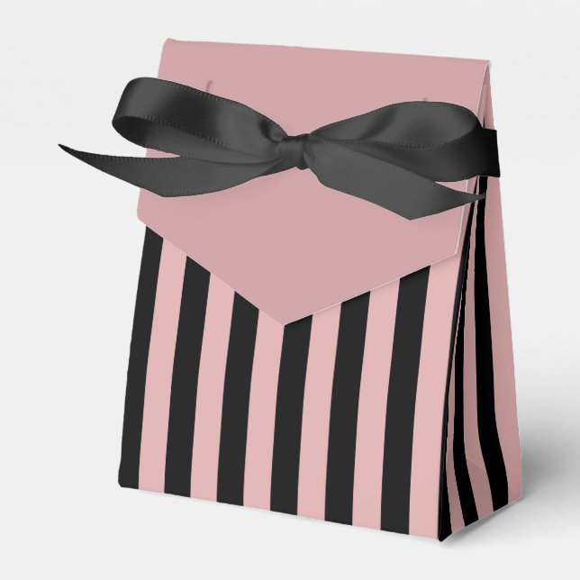 Burgundy & blush stripes favor box (Front Side)