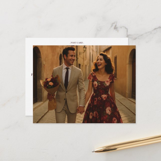 Burgundy Blush Thank You Postcard (Front/Back In Situ)