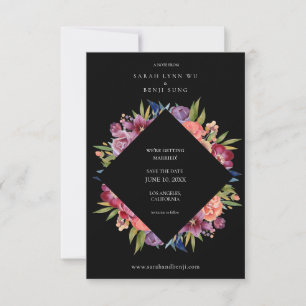 Burgundy Blush Tropical Floral Wedding- Black Save The Date