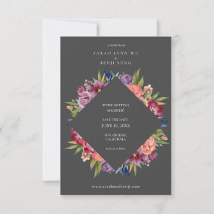 Burgundy Blush Tropical Floral Wedding- Grey Save The Date