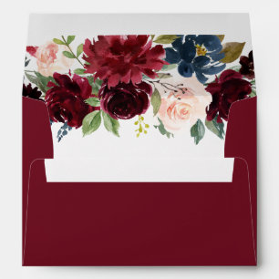 Burgundy blush watercolor floral envelope