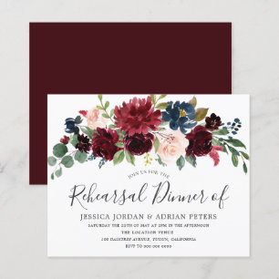 Burgundy Blush Wedding Rehearsal Dinner Invitation