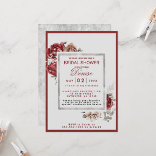 Burgundy, Blush, White Roses Engagement Party  Invitation