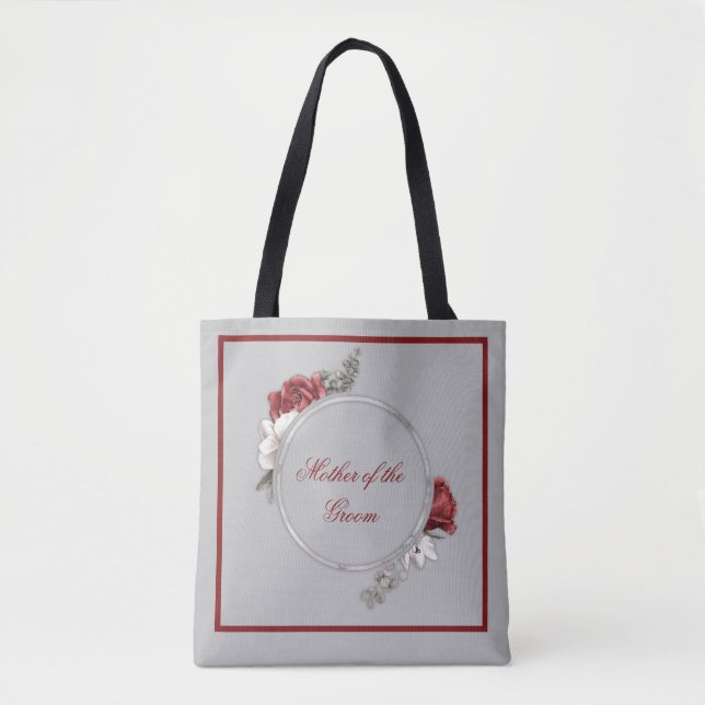 Burgundy Blush & White Roses Mother of Groom Tote  (Front)