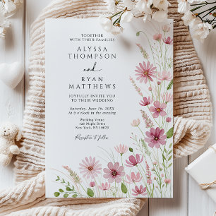 Burgundy Blush Wildflower Floral Wedding Invitation
