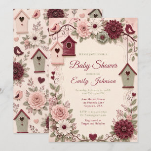 Burgundy Blush Winter Baby Shower Invitation