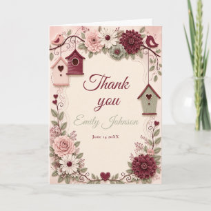 Burgundy Blush Winter Baby Shower Thank You Card