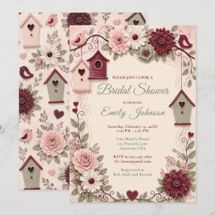 Burgundy Blush Winter Bridal Shower Invitation