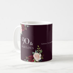 Burgundy Blush Womans 90th Birthday Party Gift Coffee Mug