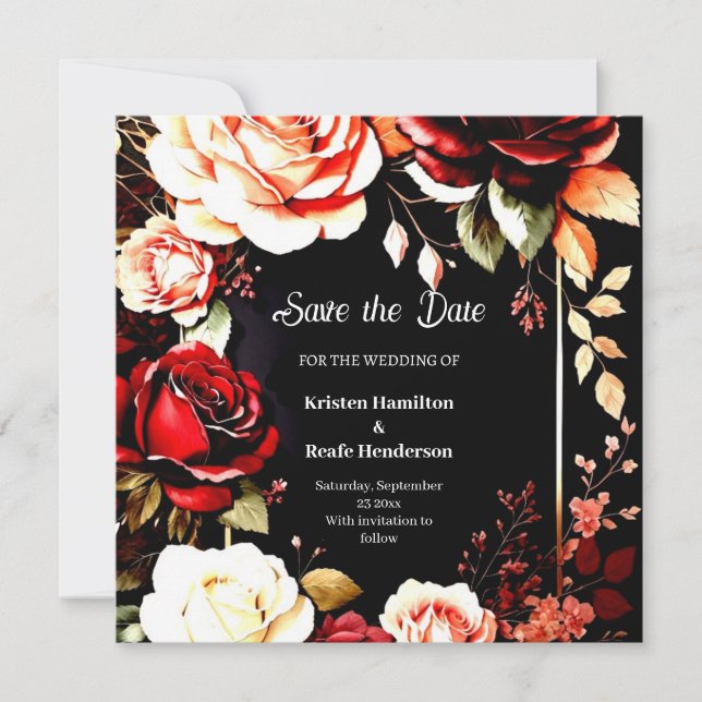  Burgundy Bohemian Class  Save The Date (Front)