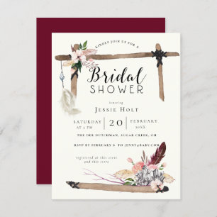 Burgundy Boho Bridal Shower Invitation
