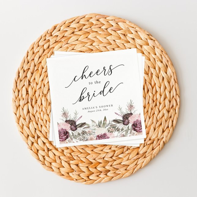 Burgundy Boho Floral Bridal Shower Napkin (Creator Uploaded)