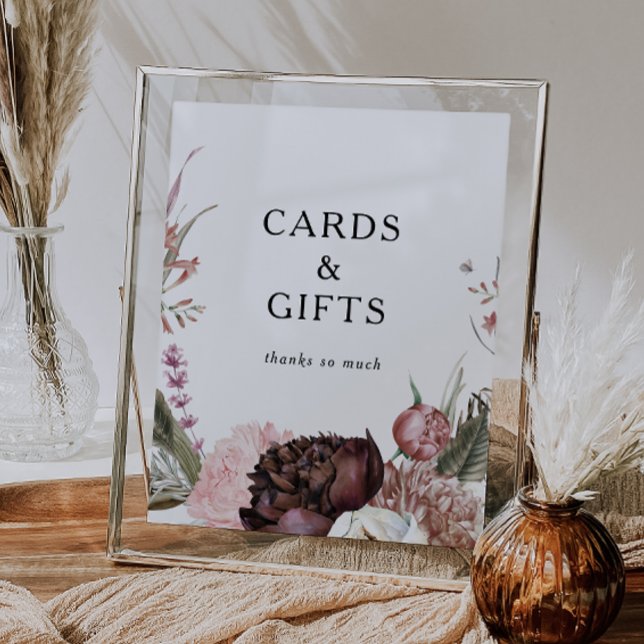 Burgundy Boho Floral Cards and Gifts Sign (Creator Uploaded)