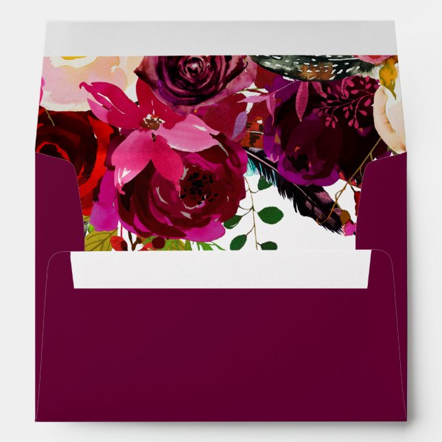 Burgundy Boho Floral Envelopes (Back (Bottom))