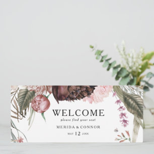 Burgundy Boho Floral Hanging Seating Chart Header