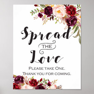 Burgundy Boho Floral Sign - Spread the Love