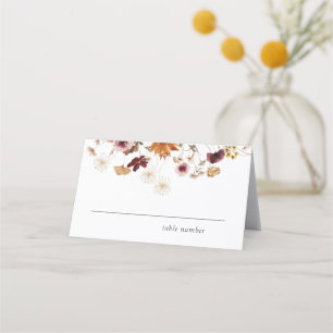 Burgundy Boho Floral Wedding Place Cards