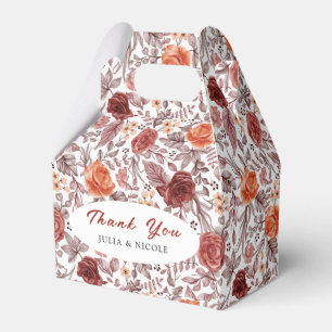 Burgundy Boho Rose Floral Pampas Grass Wedding Favour Box