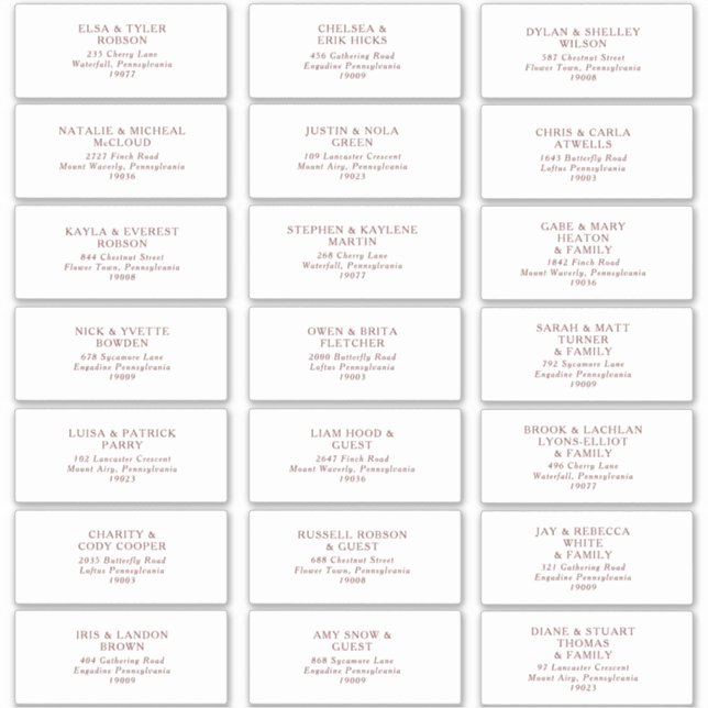 Burgundy Boho Wedding Guest Address Labels (Front)