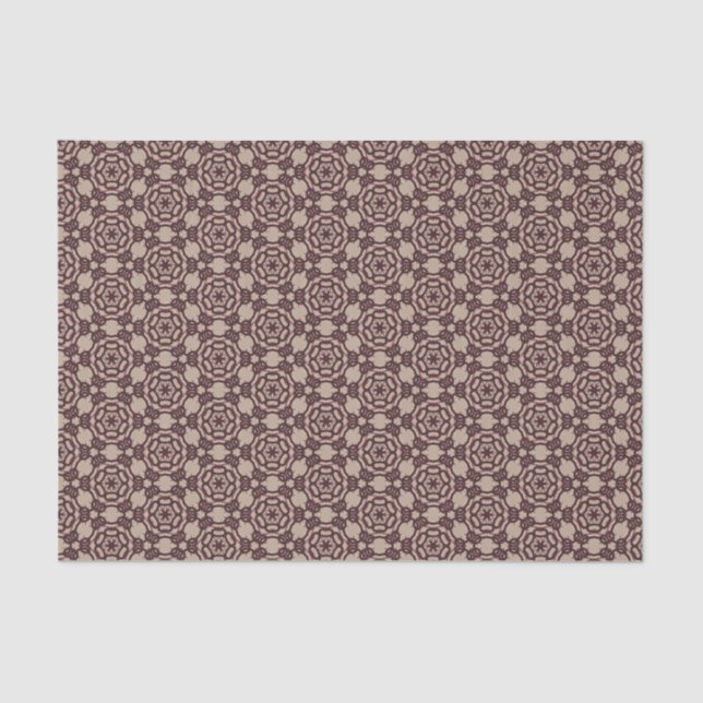 Burgundy Bold Lace on Taupe Modern Prairie Folk Tissue Paper (Front)