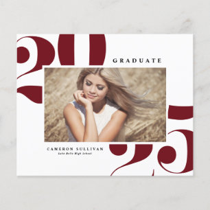 Burgundy Bold Typography 2023 Graduation Invite