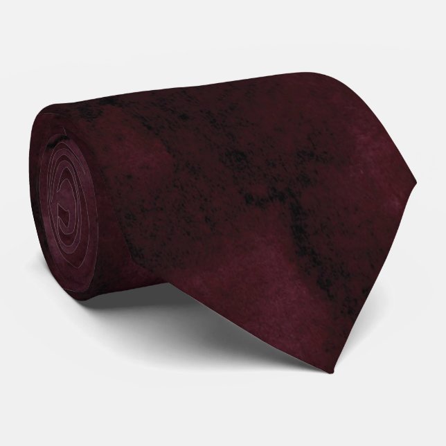 Burgundy Bordeaux Watercolor Canvas Wedding Tie (Rolled)
