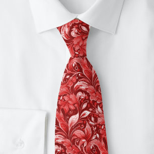 Burgundy Botanical Batik Tie